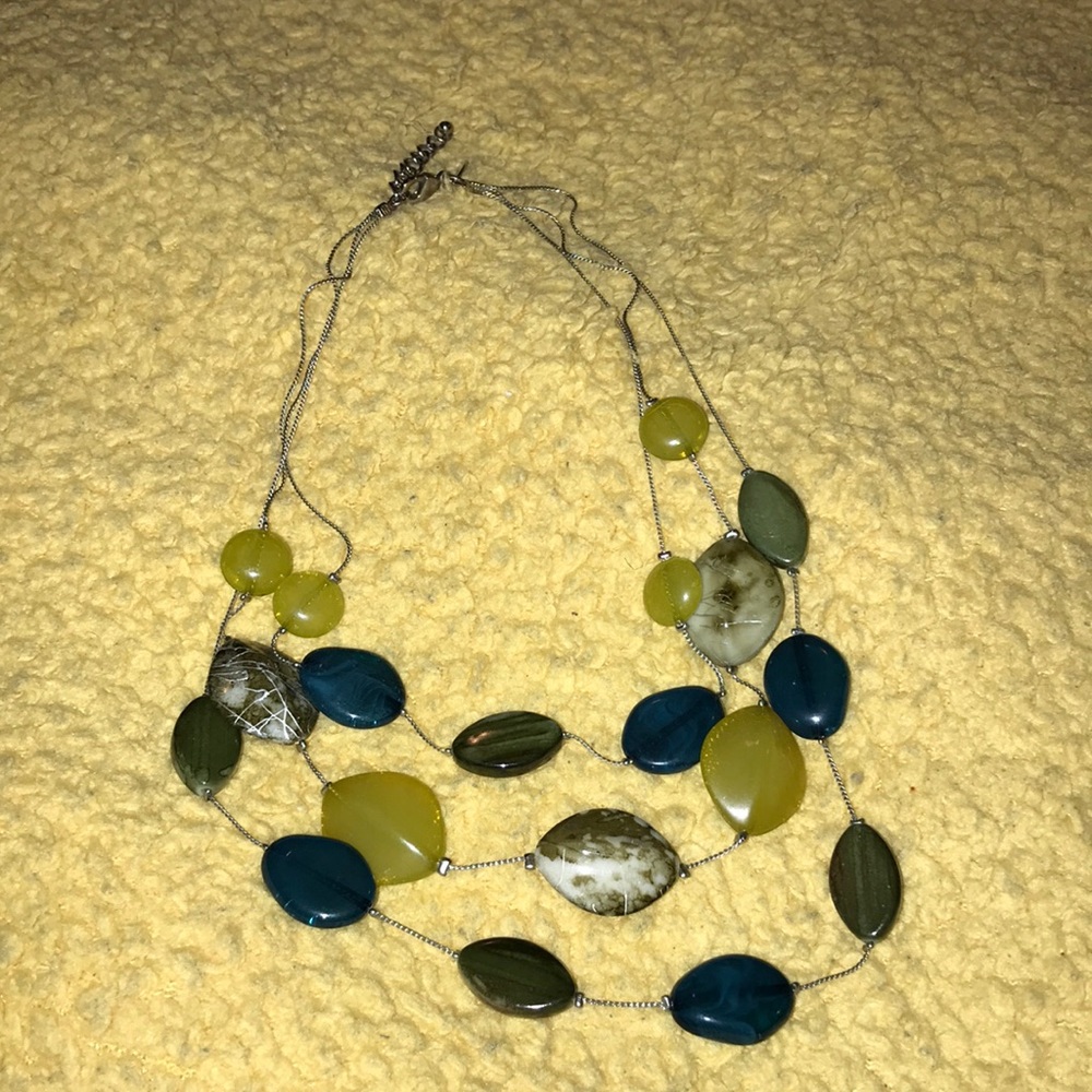 NY & Co.  Woman’s costume jewelry three layered stone necklace.
